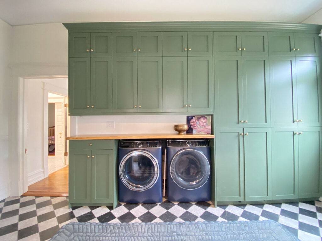 Laundry Room Cabinetry in SW Evergreen Fog