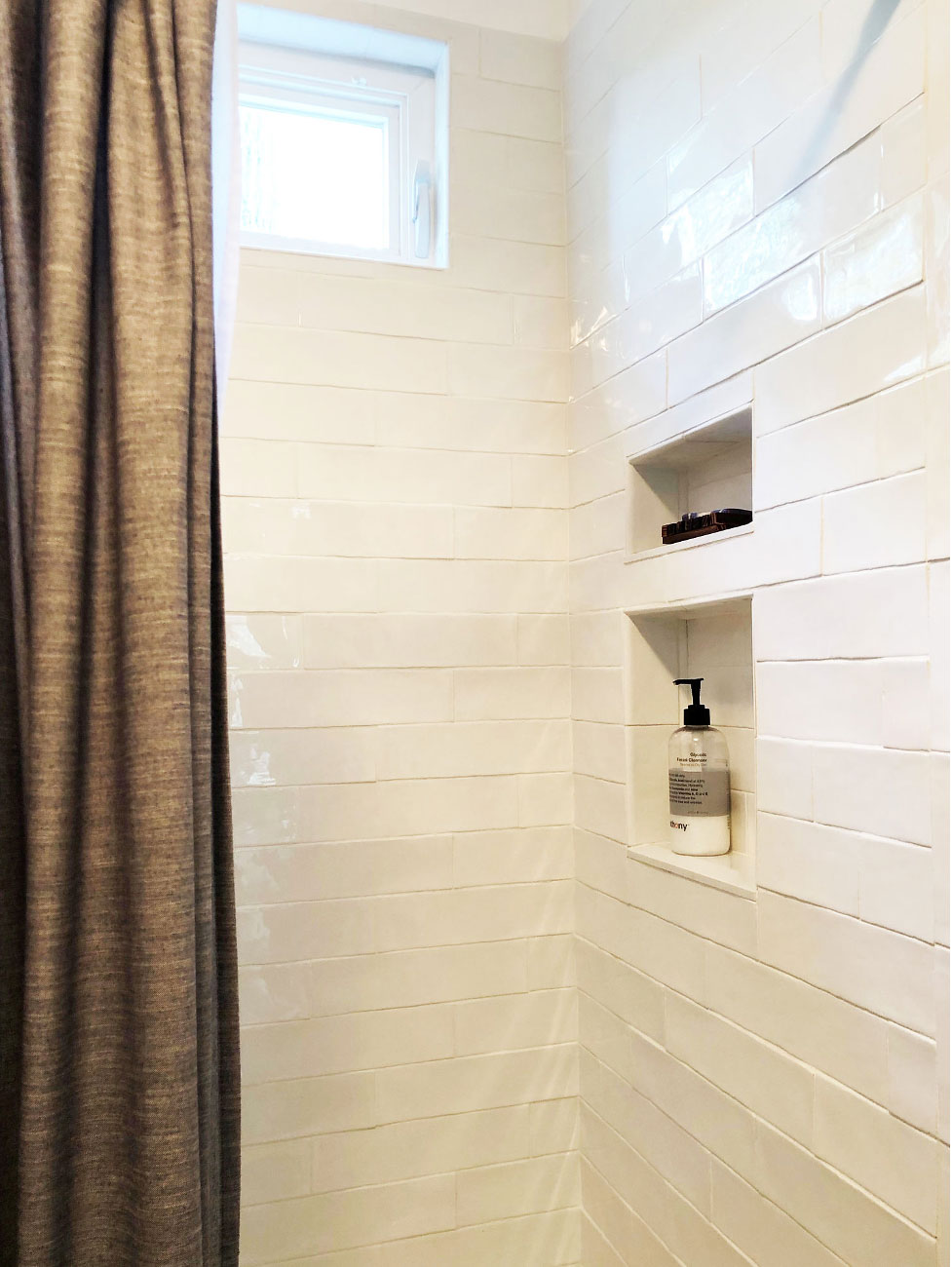 Bathroom Renovation with White 3x12 Subway Tile
