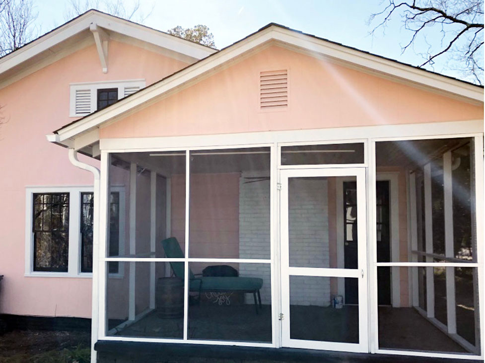 Pink House Exterior Screened Porch