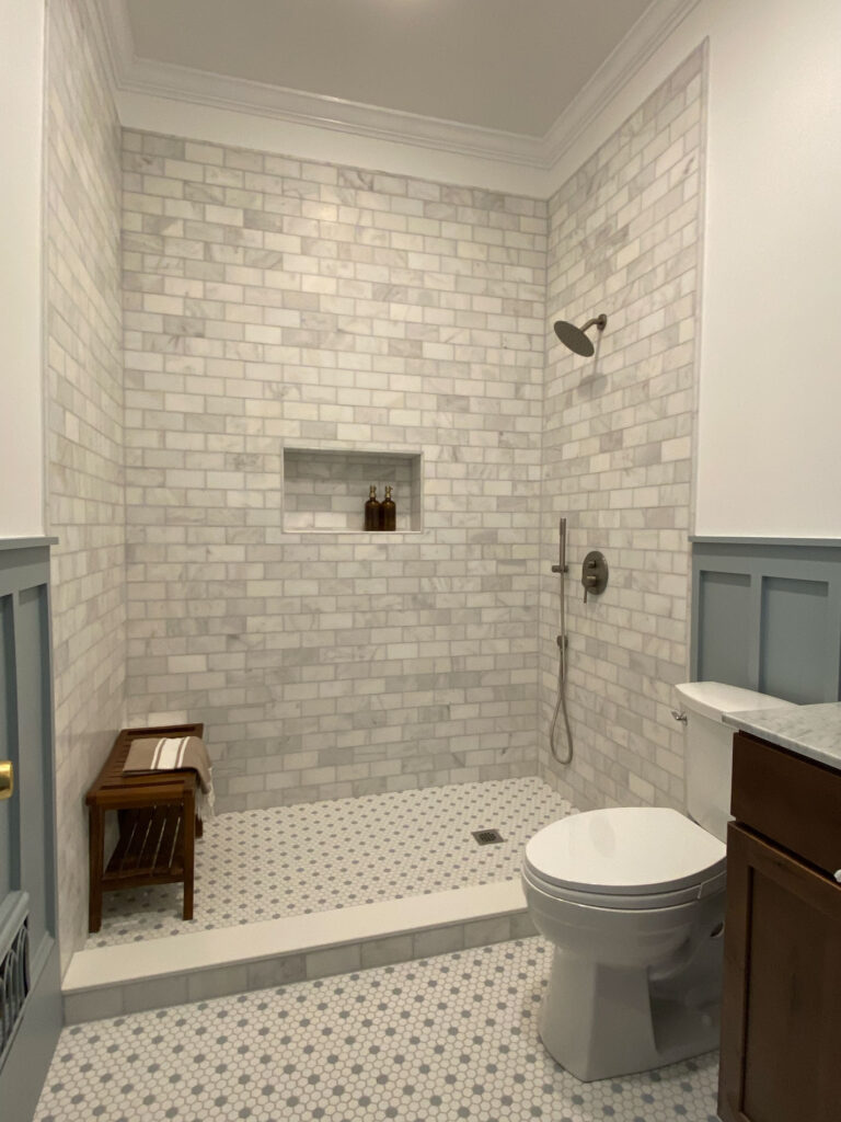 Tiled Walk-In Shower in Guest Bathroom