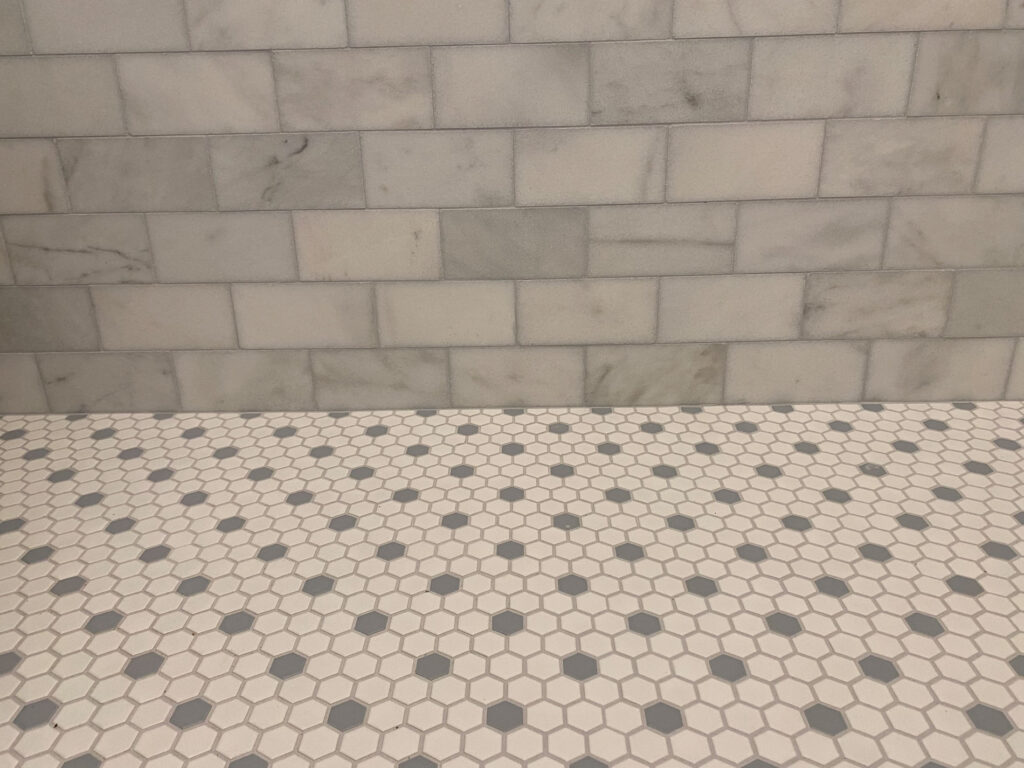 Marble Subway Tile and Mosaic Hex Floor Tile