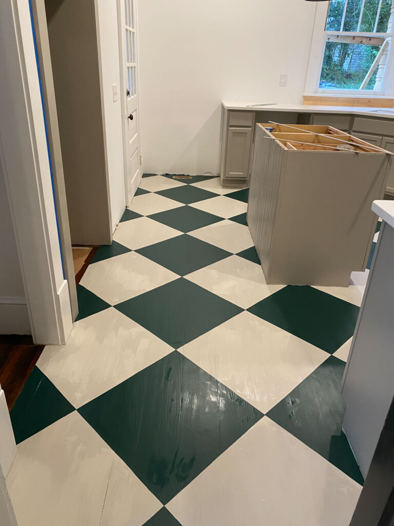 Checkerboard Floors in Kitchen at Peronneau Place